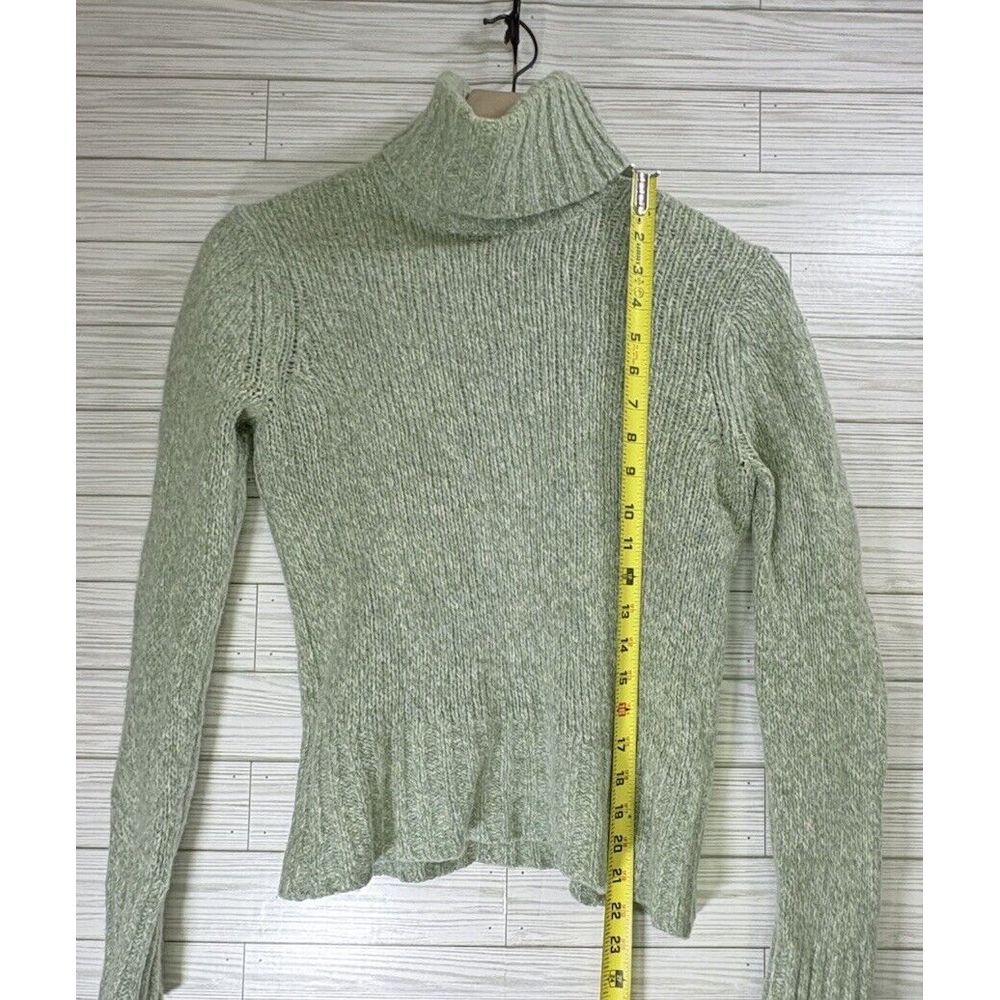 L.L.Bean Women's Chunky Wool Blend Turtleneck Pullover Sweater Size Medium Green - Picture 6 of 7